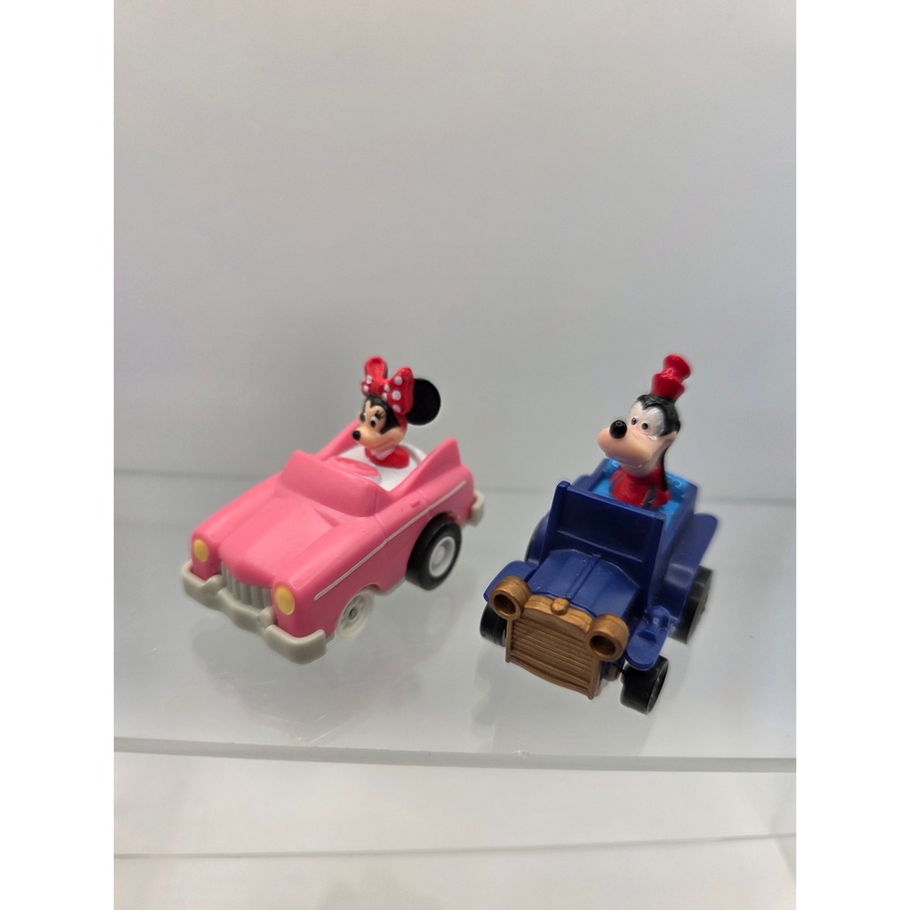 Disney Minnie Mouse Pink Convertible and Goofy Blue Jalopy Toy Car Set 2pc